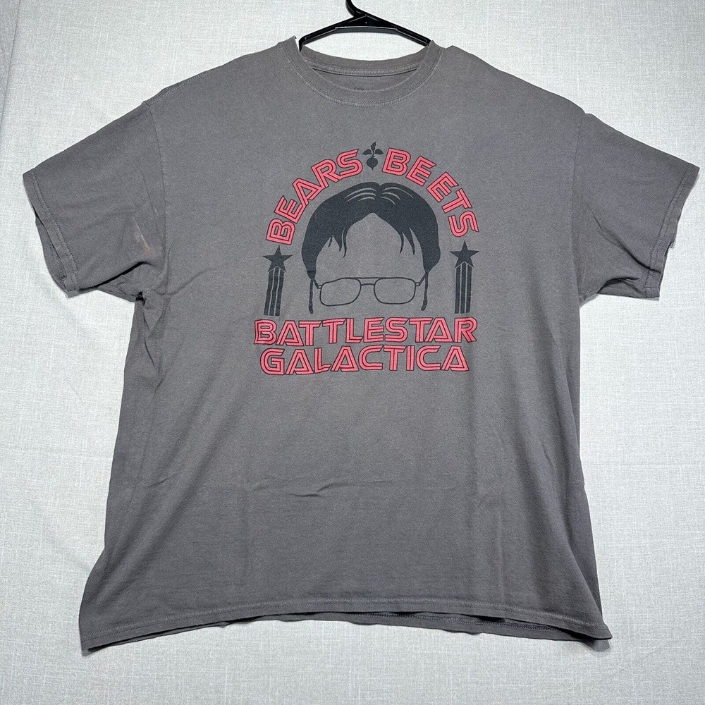 The Office Bears Beets Dwight Silhouette Battlestar Galactica T-Shirt Size XL